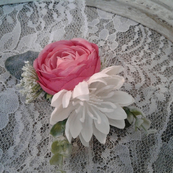 Wedding Hair Bridal Pink Hair Accents Wedding  FINAL SALE - Picture 8 of 11